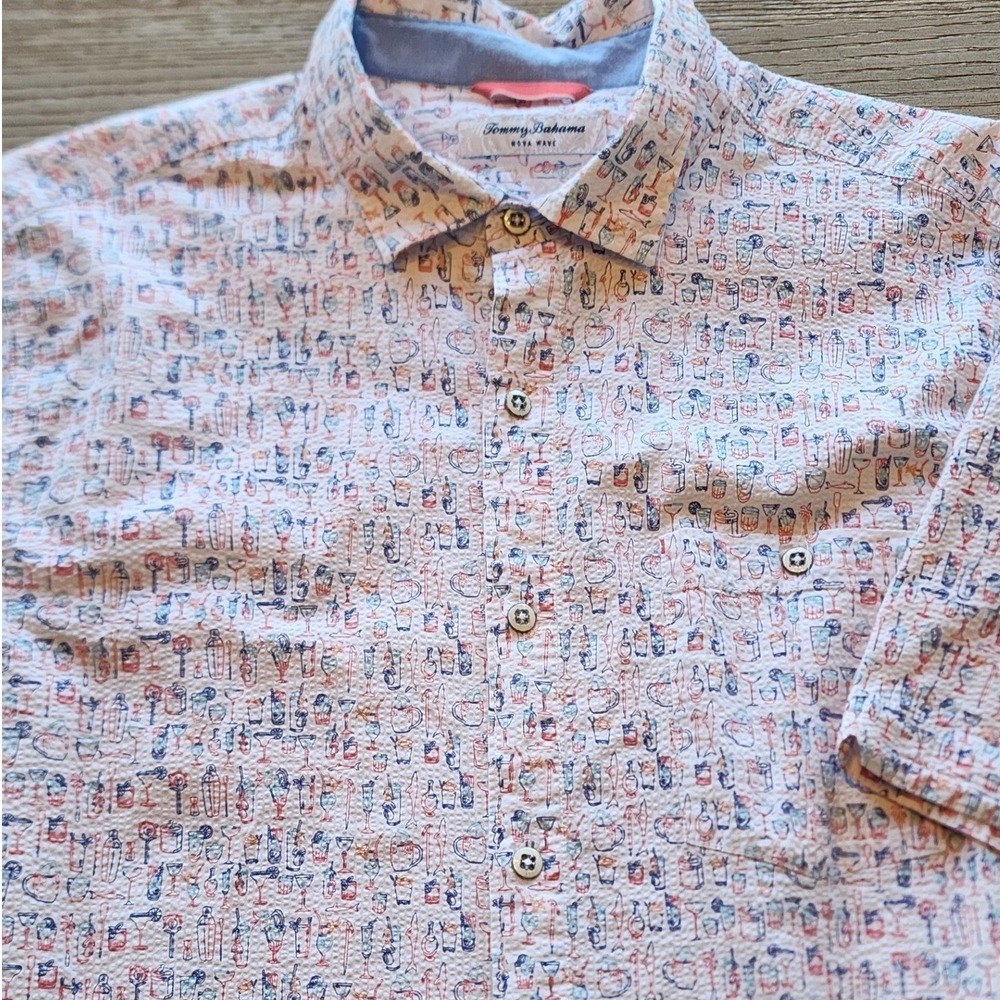 Tommy Bahama Last Call Cocktail Print Shirt.Tiki Coastal YachtRock Resortwear
